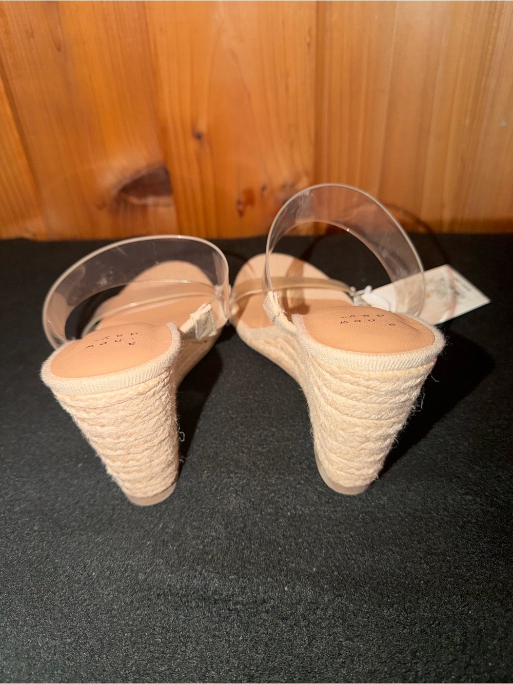 A New Day Clear Straps Espadrille Style Wedge Heels in Nude - Picture 5 of 13